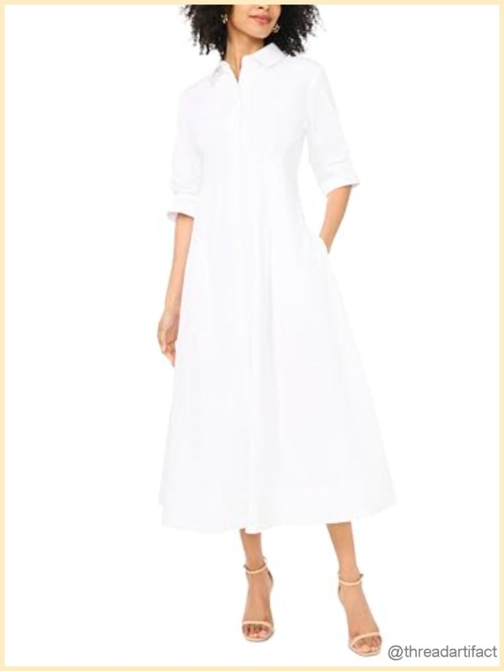 Button Up Shirt Dress with Pleated Skirt Detail